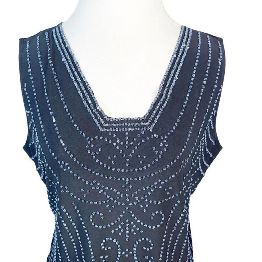 S. Levine Formal Beaded Front Tank Top Shell Black Stretch Knit Elegant Size XXL - Picture 11 of 11